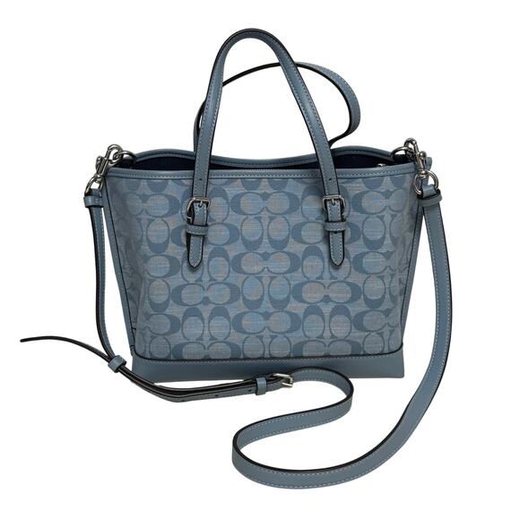 Coach Mollie Tote Bag 25 Signature C Light Blue - Picture 3 of 12